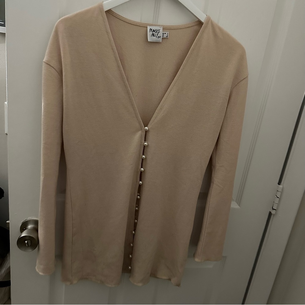 Beige Button Cardigan